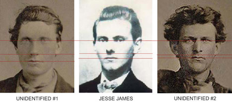 Comparison photo of  Jesse James and the Spencer faces